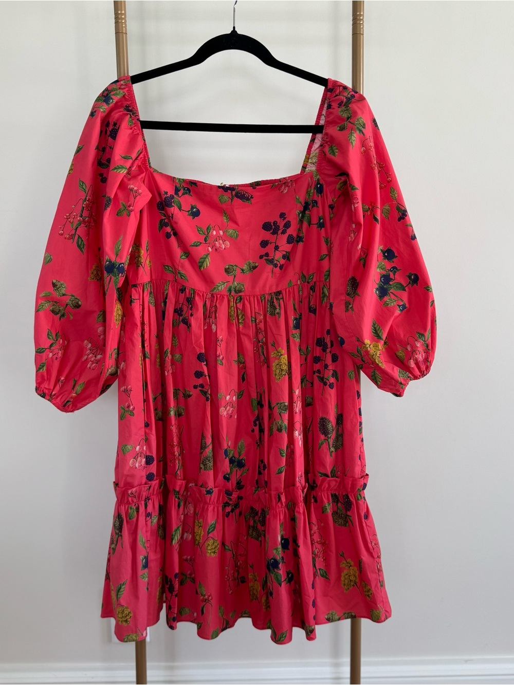 Cara Cara Pink Floral Puff-Sleeve Mini Dress